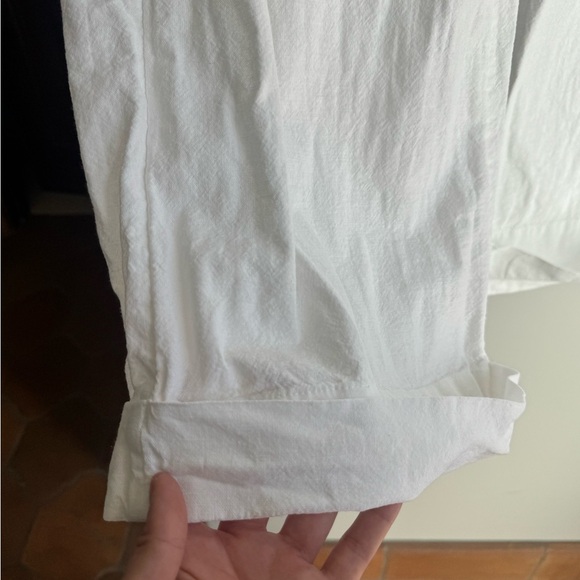 Roxy White Linen Blend Wide Leg Pants M | Beachy Elastic Waist Resort Style - Picture 4 of 9